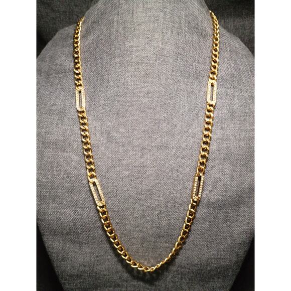 Goldtone Long Oval Necklace 30" Long - Picture 1 of 4